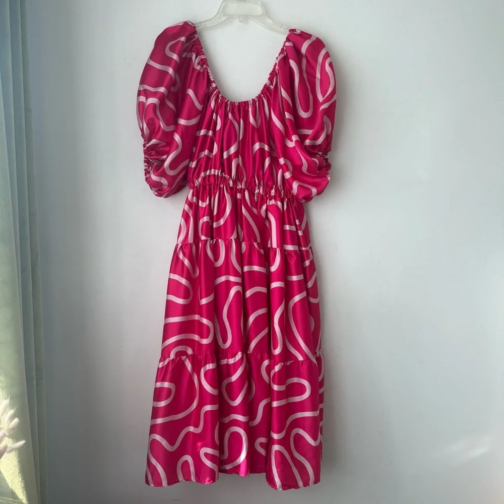 Boyko Hot Pink Squiggle Suzy Midi Dress S - Picture 3 of 5